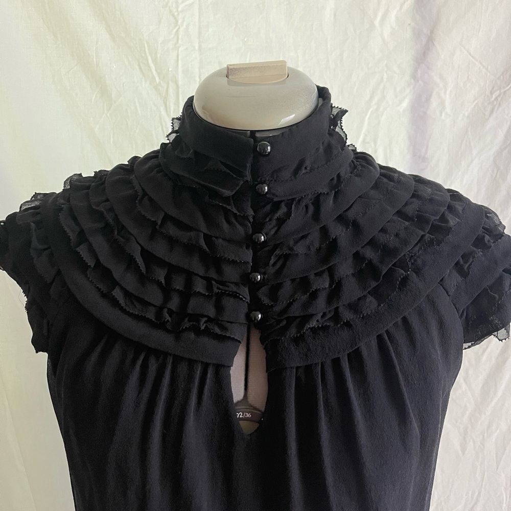 Diane Von Furstenberg silk ruffled cap-sleeve blouse
